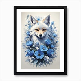 Fox With Blue Flowers Art Print