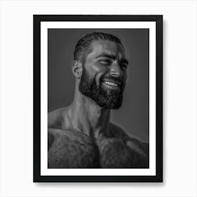 Chad Face Meme Black and White Art Print