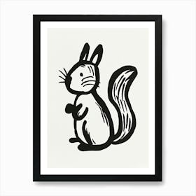 B&W Squirrel Art Print