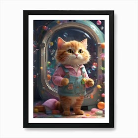 Cat In A Bubble 1 Art Print