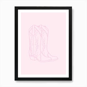 Cowgirl Boots - Pink Art Print