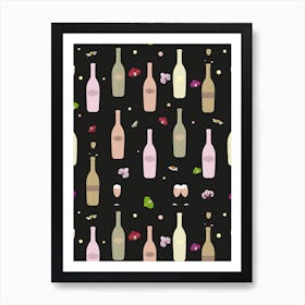 Champagne Bottle Orchids Art Print