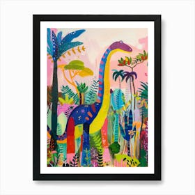 Colourful Dinosaur Pattern Painting Art Print