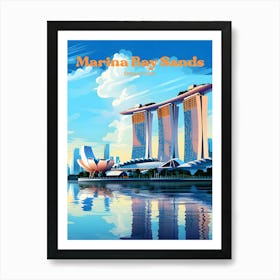 Marina Bay Sands Singapore Summer Travel Illustration Art Print