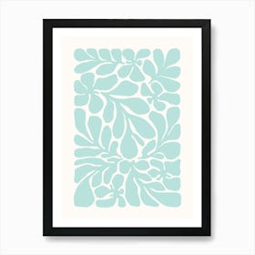 Abstract Botanical Aqua Art Print