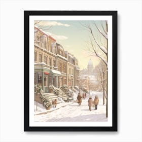 Vintage Winter Illustration Montreal Canada Art Print