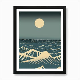 Moon Over The Ocean Art Print