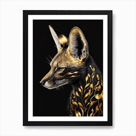 Black Gold Fox Art Print