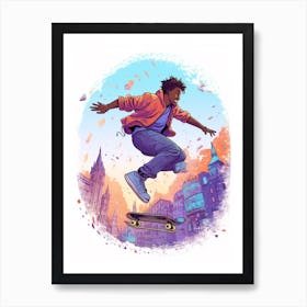 Skateboarding In London, United Kingdom Gradient Illustration 3 Art Print