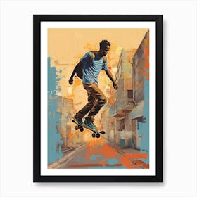 Skateboarding In Cape Town, South Africa Drawing 4 Art Print