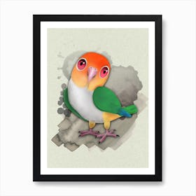 A funny white-bellied caique Art Print