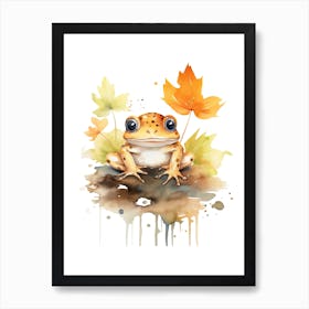 A Frog  Watercolour In Autumn Colours 2 Poster