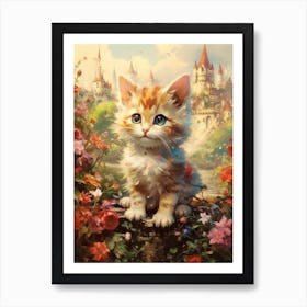 Cute Fantasy Vintage Kitten Kitsch 1 Art Print