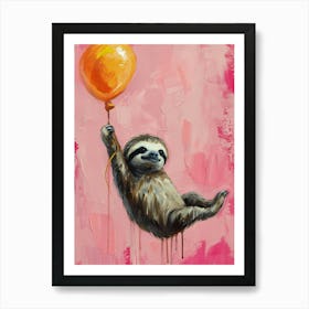 Cute Sloth 2 With Balloon Art Print