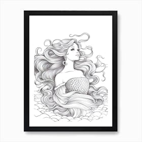 Line Art Inspired By The Birth Of Venus 8 Art Print