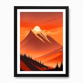 Misty Mountains Vertical Composition In Orange Tone 386 Art Print