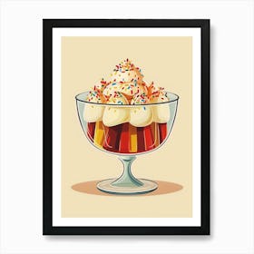 Trifle With Rainbow Sprinkles Beige Illustration 1 Art Print