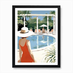 Patio With Pool In Mexico - expressionism 1 Art Print