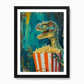 Dinosaur With Popcorn Brushstroke 4 Art Print