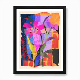 Cyclamen 2 Neon Flower Collage Art Print