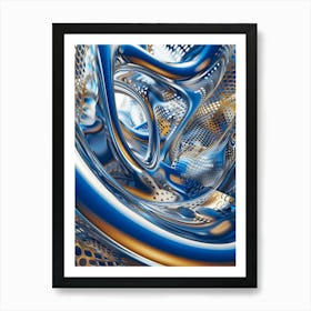 Abstract Blue And Gold 6 Art Print