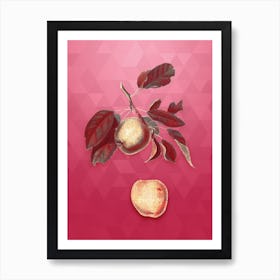 Vintage Apple Botanical in Gold on Viva Magenta n.0785 Art Print