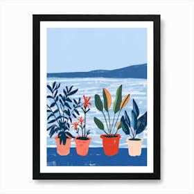 Potted Plants By The Water Art Print