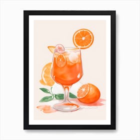 Aperol With Ice And Orange Watercolor Vertical Composition 61 Art Print