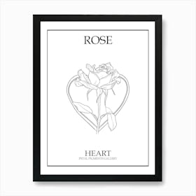 Rose Heart Line Drawing 3 Poster Art Print