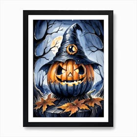 Cute Jack O Lantern Halloween Painting (30) Art Print