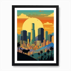 Los Angeles, United States Skyline With A Cat 2 Art Print