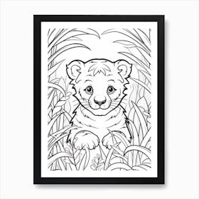 Line Art Jungle Animal Tiger 2 Art Print