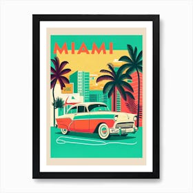 Miami Florida Retro Travel Poster Art Print