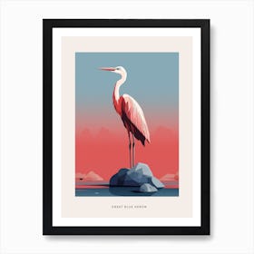 Minimalist Great Blue Heron 1 Bird Poster Art Print