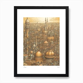 Cairo Egypt Drawing Pencil Style 1 Travel Poster Art Print