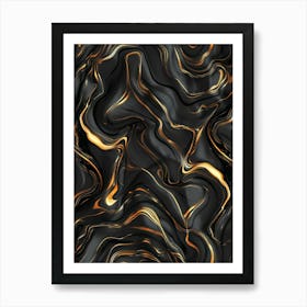 Abstract Gold And Black Marble Texture Art Print