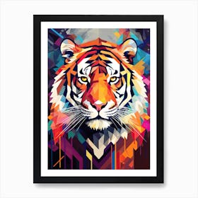 Tiger Art In Geometric Abstraction Style 2 Art Print