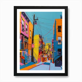 Bushwick New York Colourful Silkscreen Illustration 4 Art Print