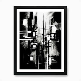 Urban Pulse Abstract Black And White 1 Art Print