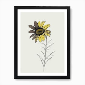 Rudbeckia Floral Minimal Line Drawing 3 Flower Art Print