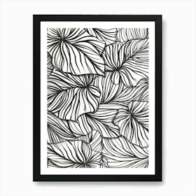 Leaves In Black And White Art Print