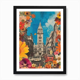 Dublin   Floral Retro Collage Style 1 Art Print