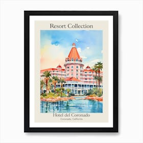 Poster Of Hotel Del Coronado   Coronado, California   Resort Collection Storybook Illustration 3 Art Print