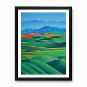 Gobi Gurvansaikhan National Park Mongolia Blue Oil Painting 1  Art Print