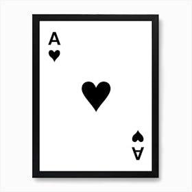 Ace of Hearts, Black, Playing Card Style, Art, Wall Print Art Print