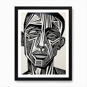 Geometric Portrait Black & White 1 Art Print