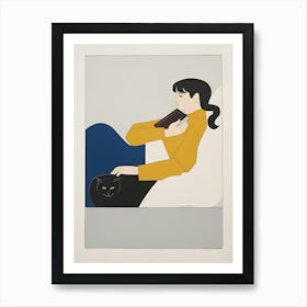 Woman With A Cat Art Print