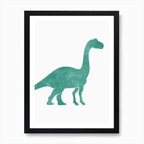 Teal Dinosaur Silhouette 3 Art Print