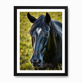 Black Horse Portrait Art Print