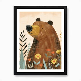 Brown Bear Growling Storybook Illustration 1 Art Print